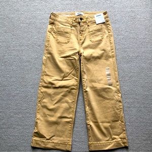 Light Yellow Wide Leg Crop Pants